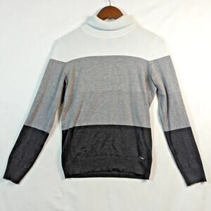 Calvin Klein Turtleneck Sweater Black White Gray Colorblock - Size Women’s M